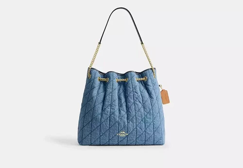 NWT B9-008 Coach Evelyn Large Shoulder Bag Denim CDC01 Indigo